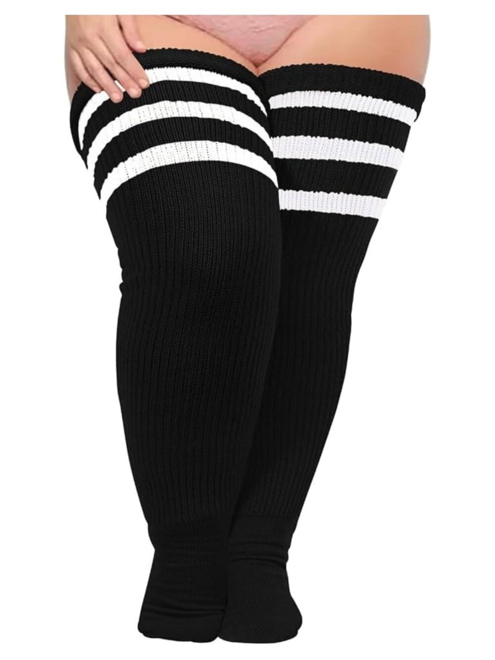 Women's Plus Size Thigh High Striped Socks Over the Knee Leg Warmers